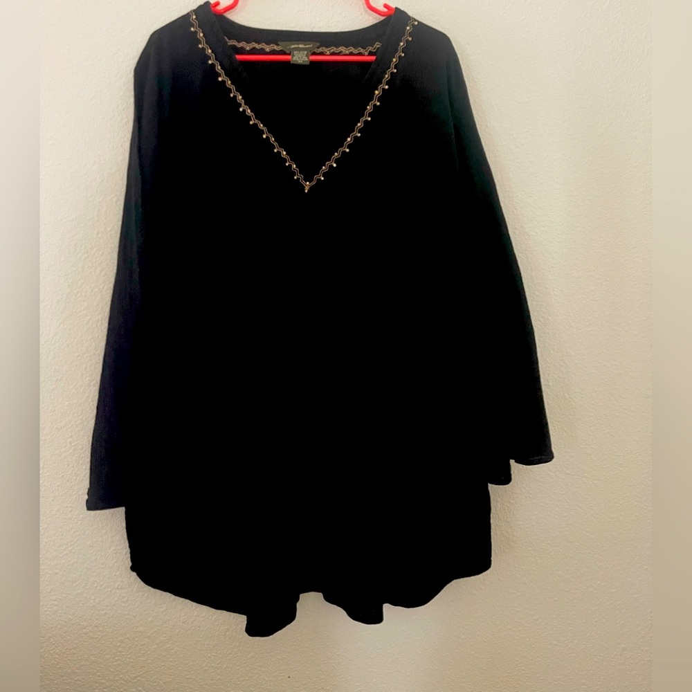 Beautiful top/coverup 100% cotton, 3x, Eddie Bauer, beautiful neckline detail